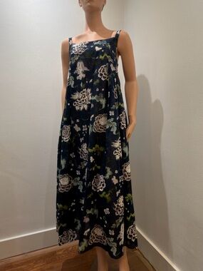 ADAM LIPPES Navy Floral Maxi Dress